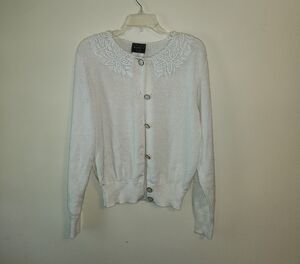 Southern Lady White/off White Cardigan with Floral Lace